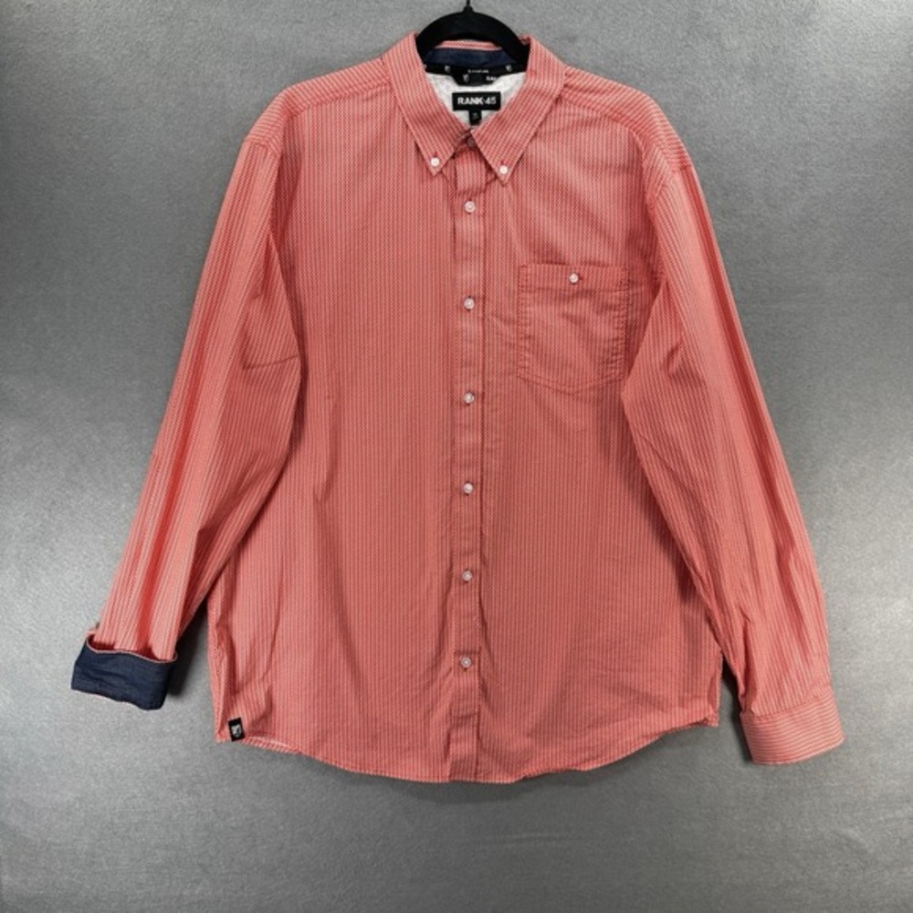 RANK 45 Shirt Mens Size M Orange Calgary Geo Print Rodeo Button Down‎ Western